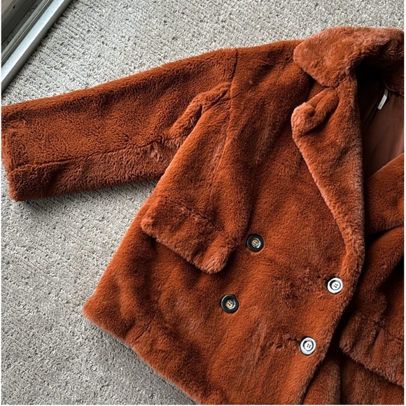 Free People: Brown Kate Faux Fur Coat - Picture 8 of 14